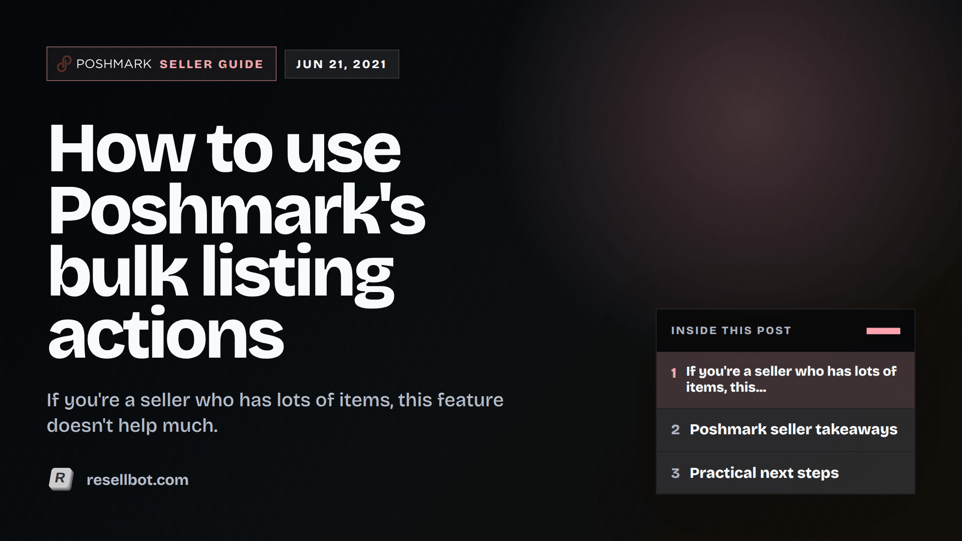 How to use Poshmark's bulk listing actions
