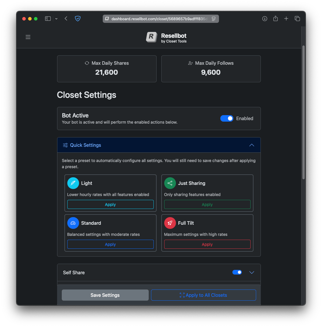 Configure your settings