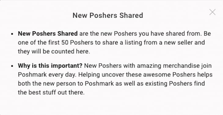 Screenshot from the “Poshmark ambassador” section of a profile