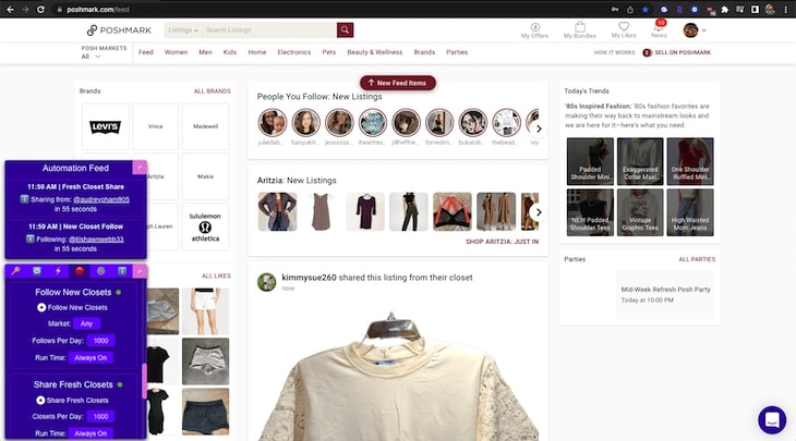 Share and follow new Poshers on Poshmark automatically